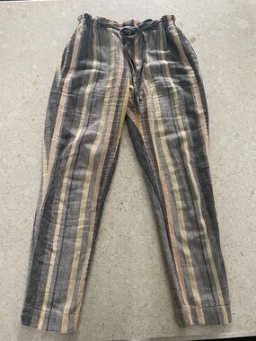 beachlunchlounge Striped Drawstring Joggers - Gray, Cream, Tan